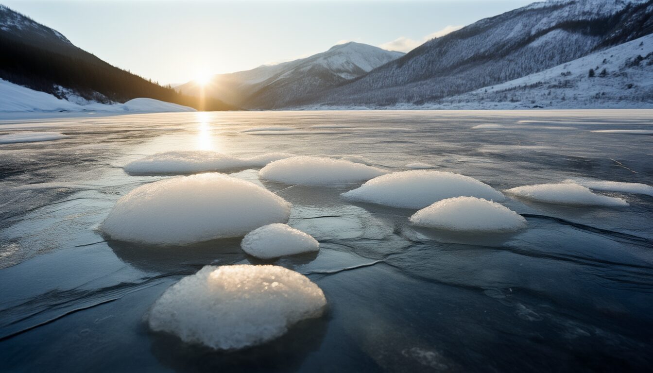 Methanblasen im Abraham Lake: eingefrorenes Feuer unter dem Eis