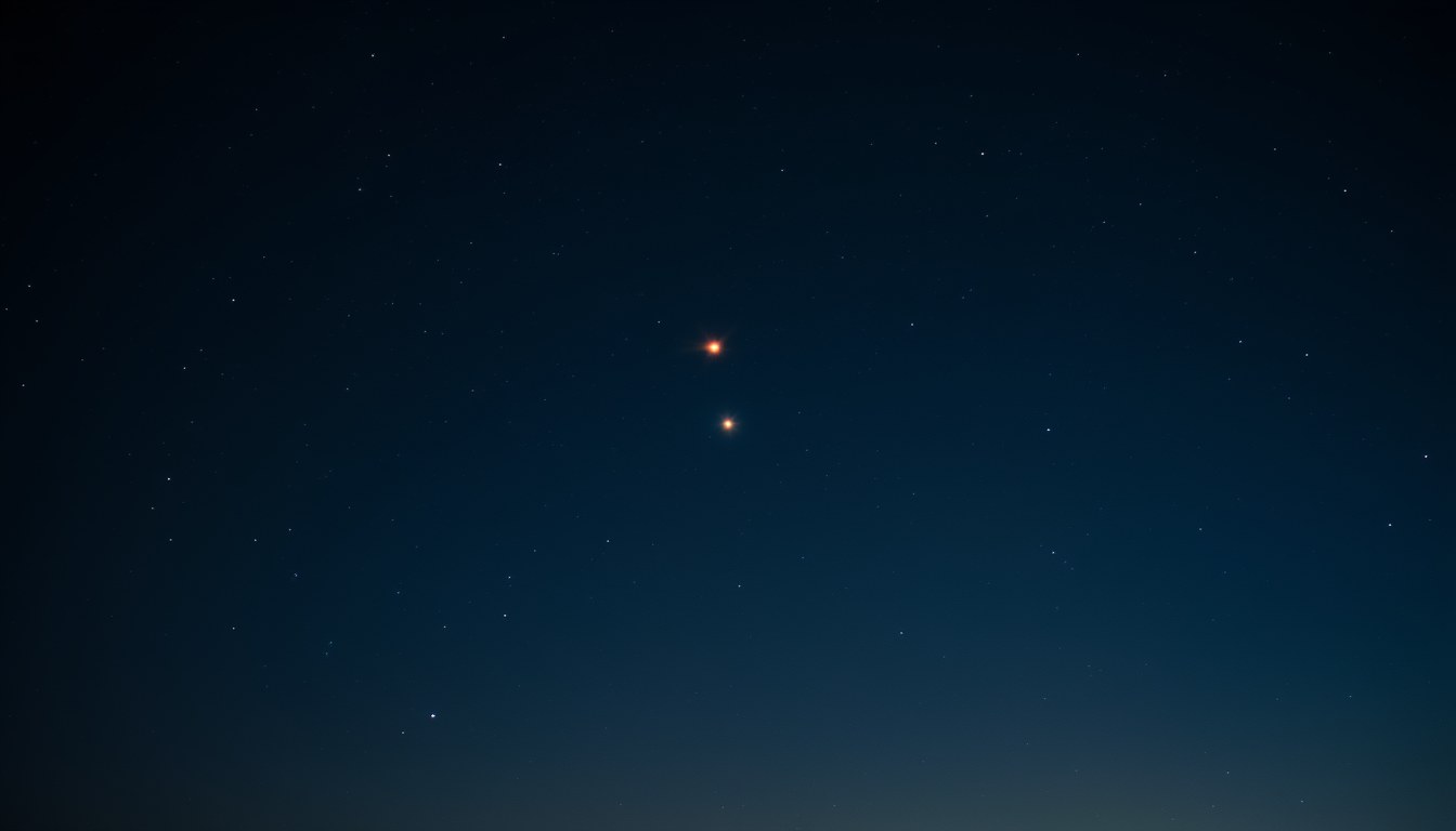 Das Sternbild Orion am Nachthimmel mit dem rot leuchtenden Überriesen Beteigeuze an der Schulter
