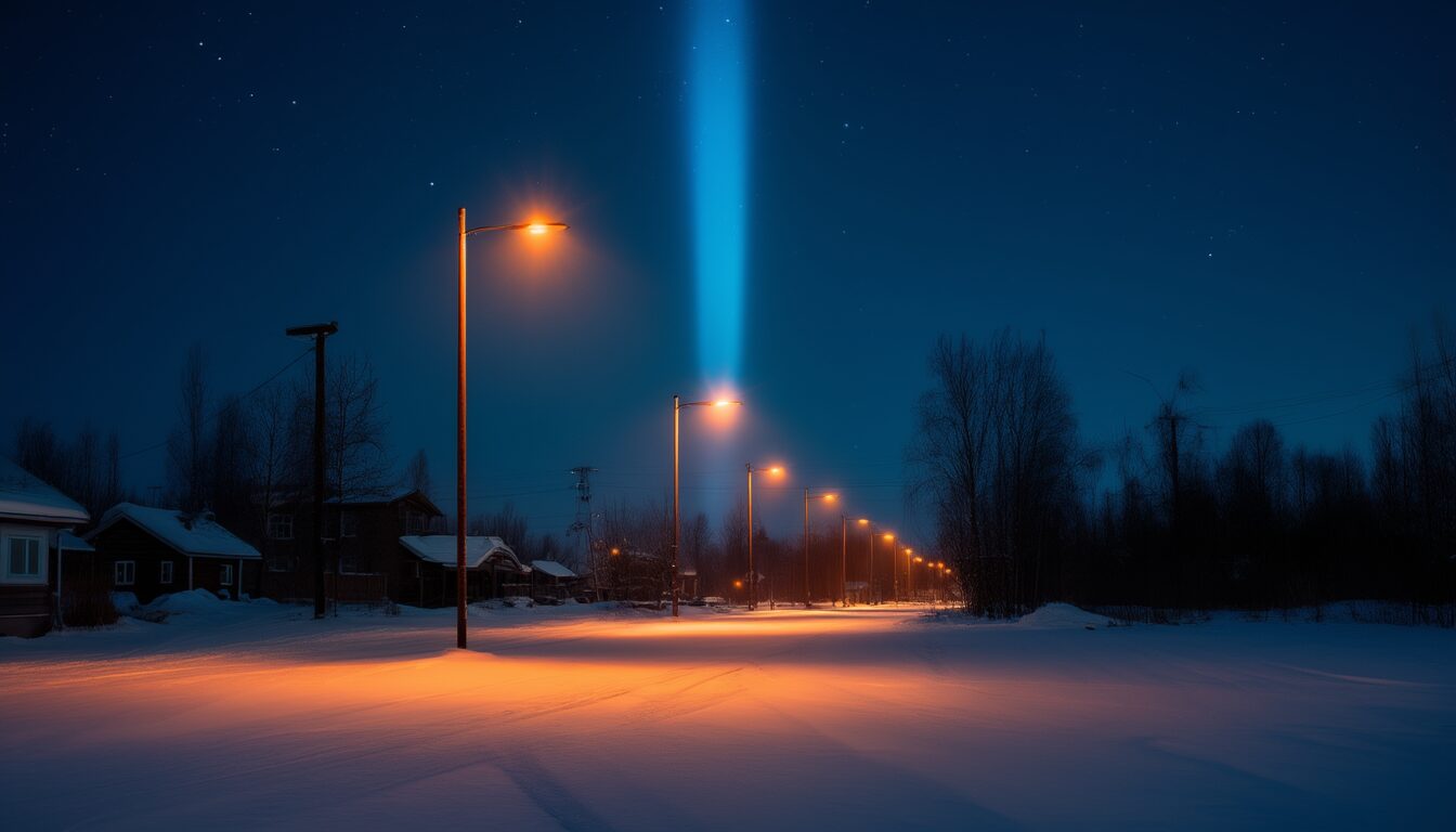 Lichtsäulen am Himmel: Warum bei klirrender Kälte Lichtstrahlen senkrecht stehen